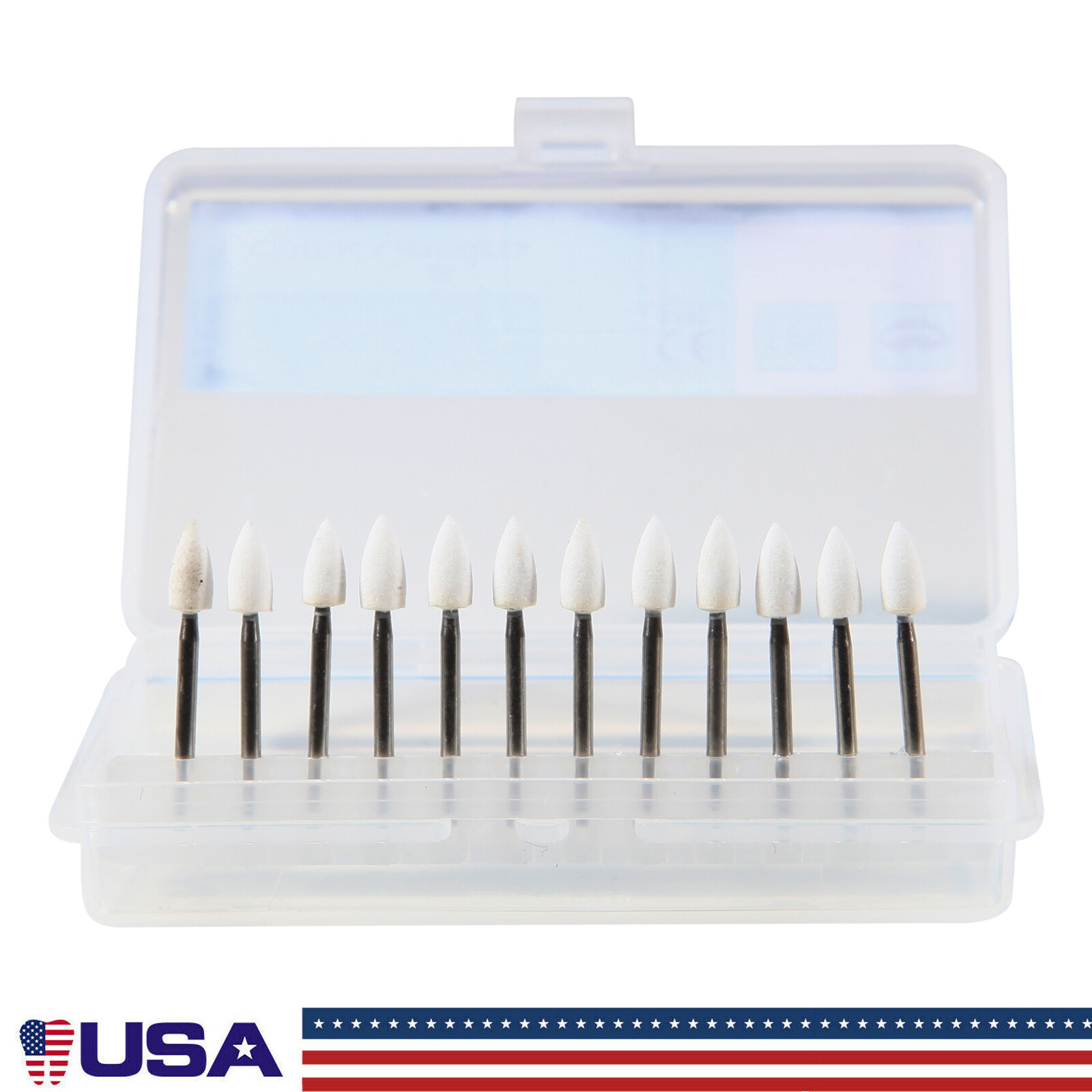 12pc/Pack Dental White Polishing Stones Flame shape FG bur Arkansas Stone Points
