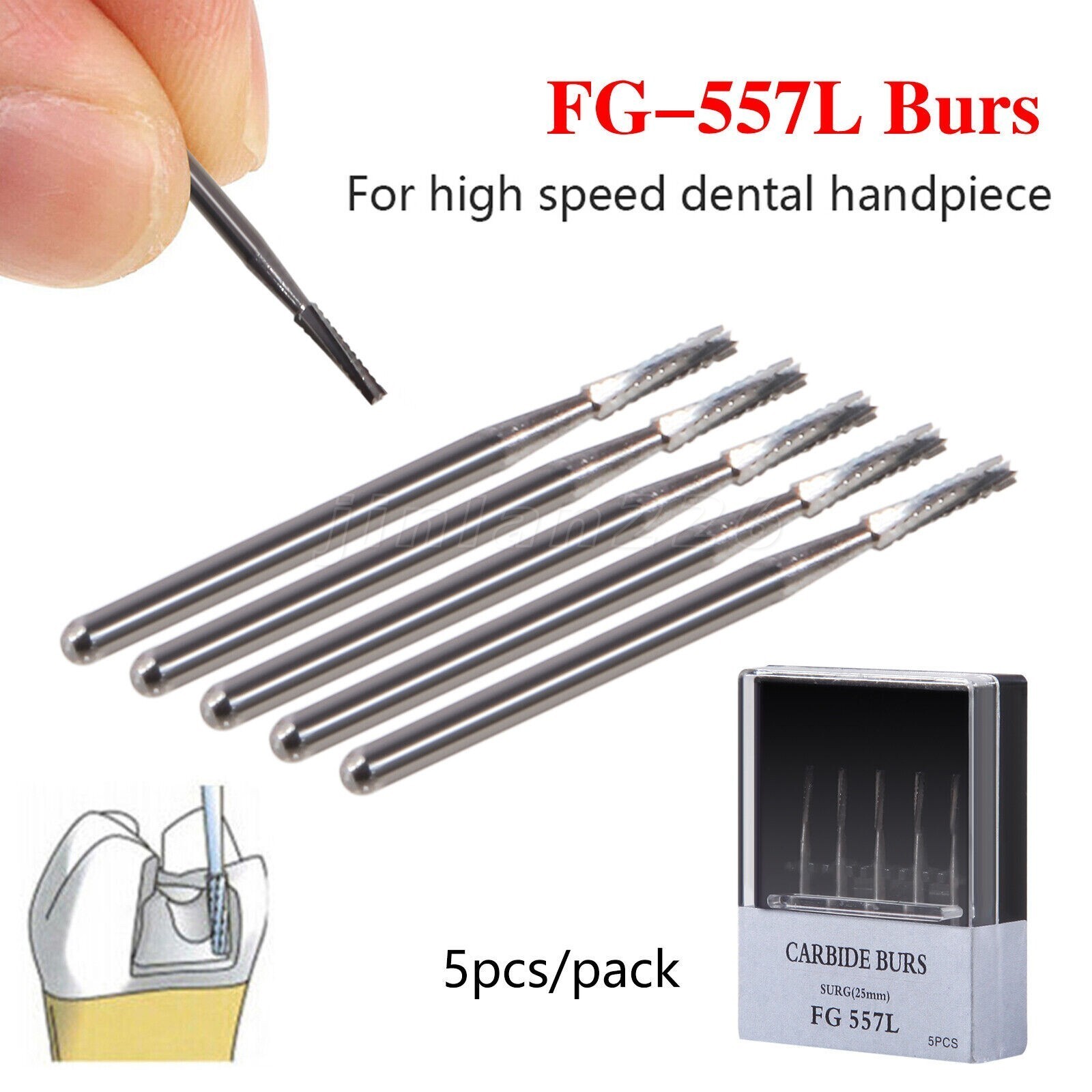 Dental Carbide Burs FG SURG 557 Surgical Friction Grip 10/pk
