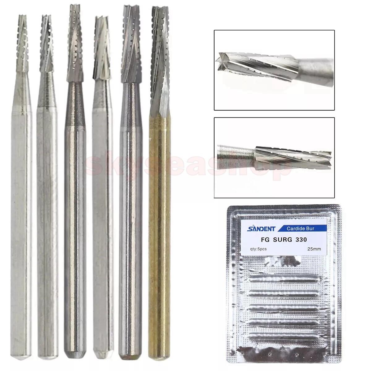 5-50pcs Dental Carbide Surgical Round Burs FG Long Surgery Friction Grip 25mm