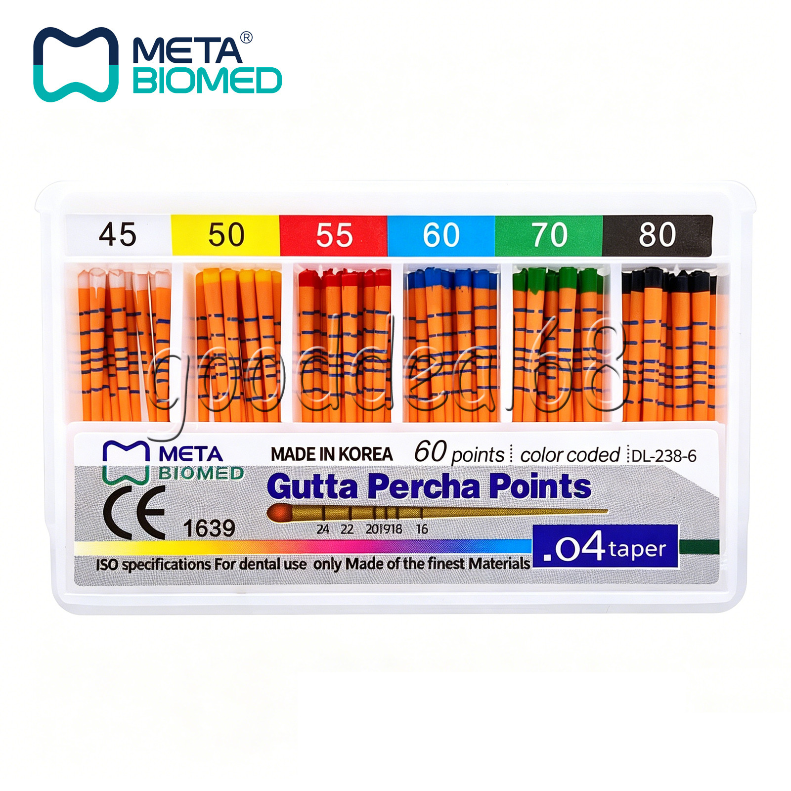 Dental Meta Gutta Percha Points Taper 0.4 or 0.6, or Standart Taper, All Sizes
