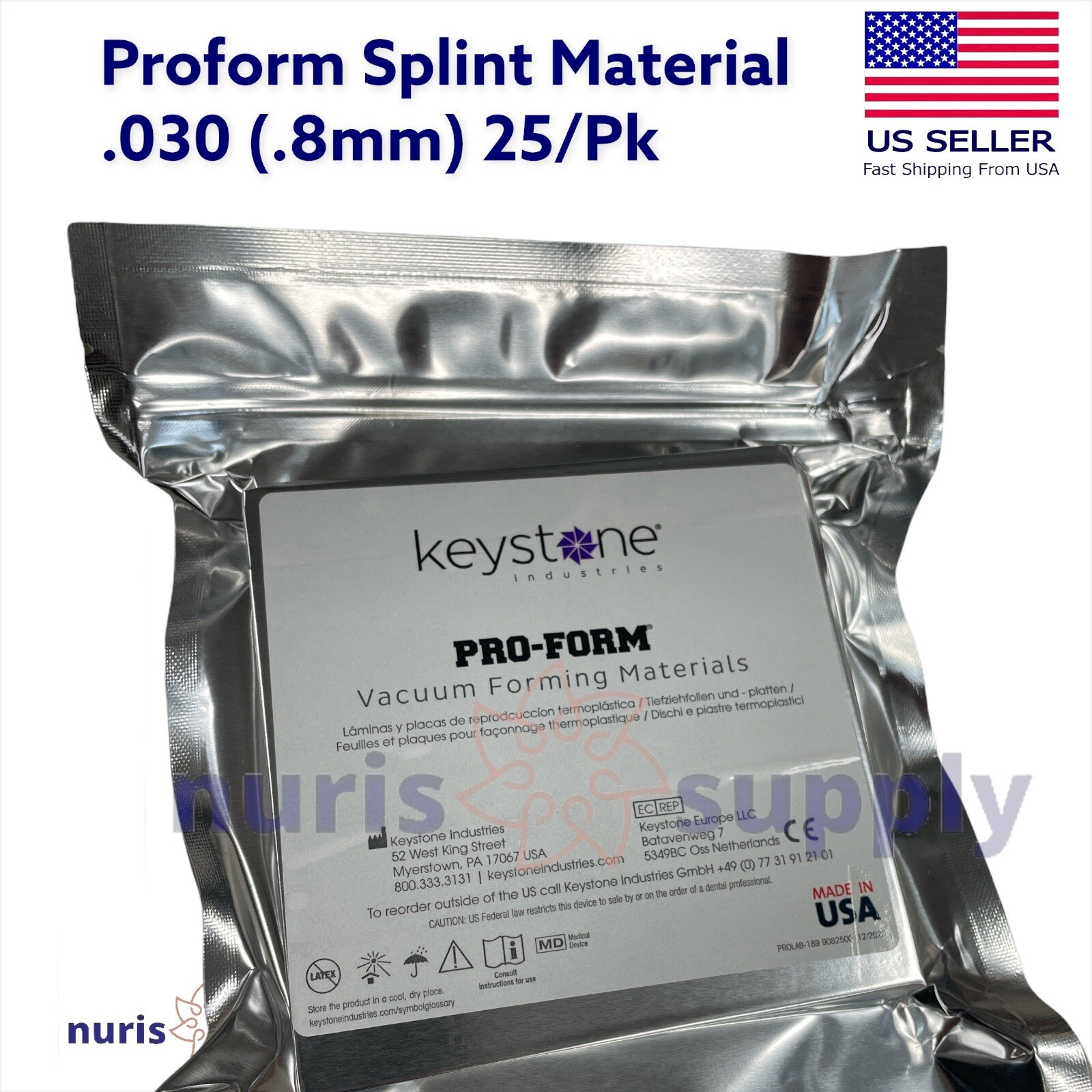 PROFORM Dental Laboratory Laminate Vacuum Forming SPLINT .030 (thin) .8mm 25/Pk