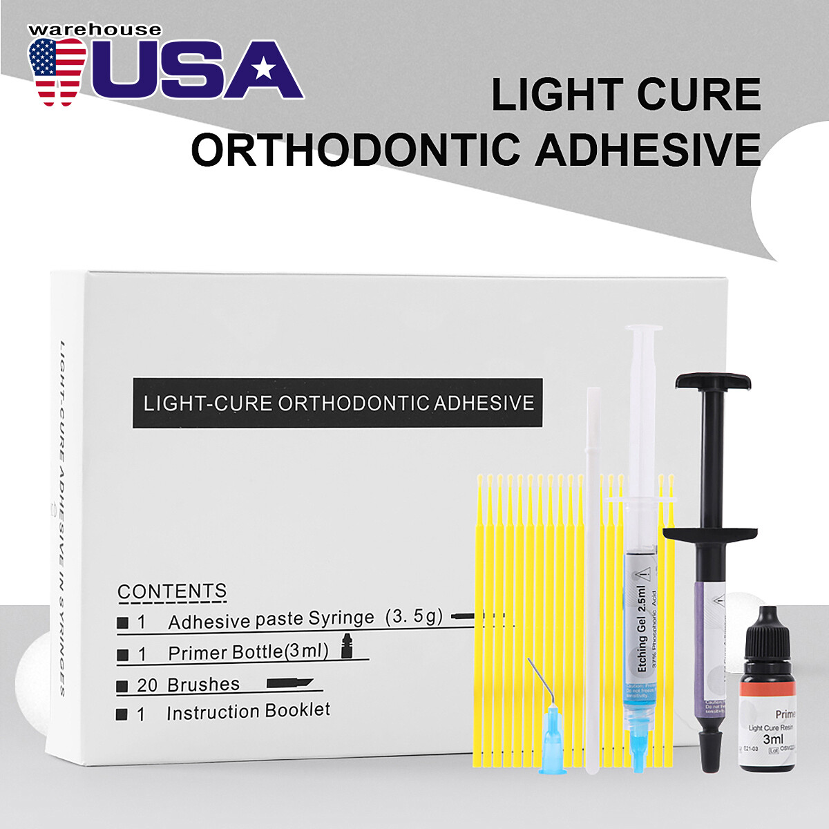 Dental Bracket Braces Glue Ortho Bonding Light Cure Resin Composite Kit
