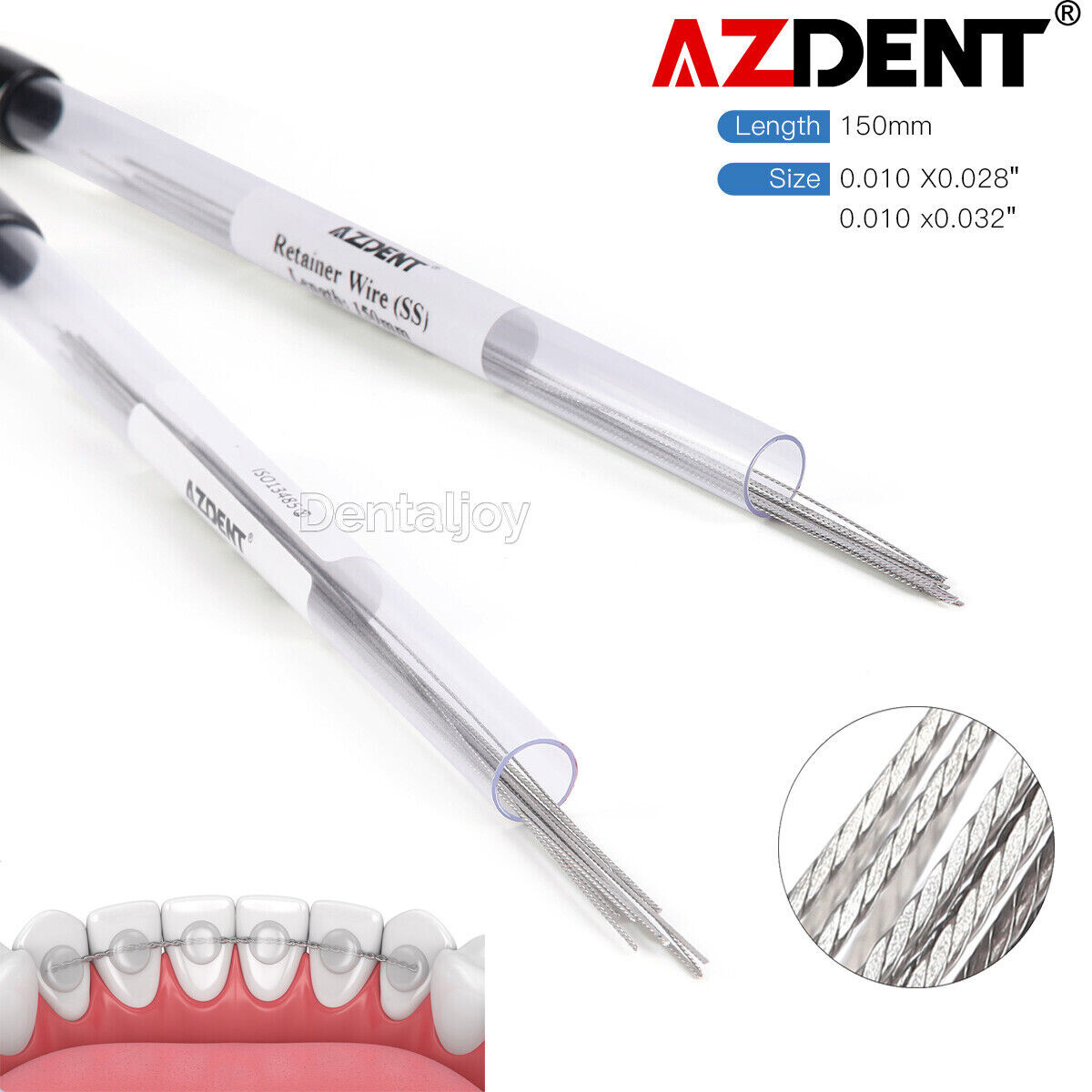 AZDENT Dental Ortho Lingual Retainer Wire Flat Strand Stainless Steel 10Pcs/Pack