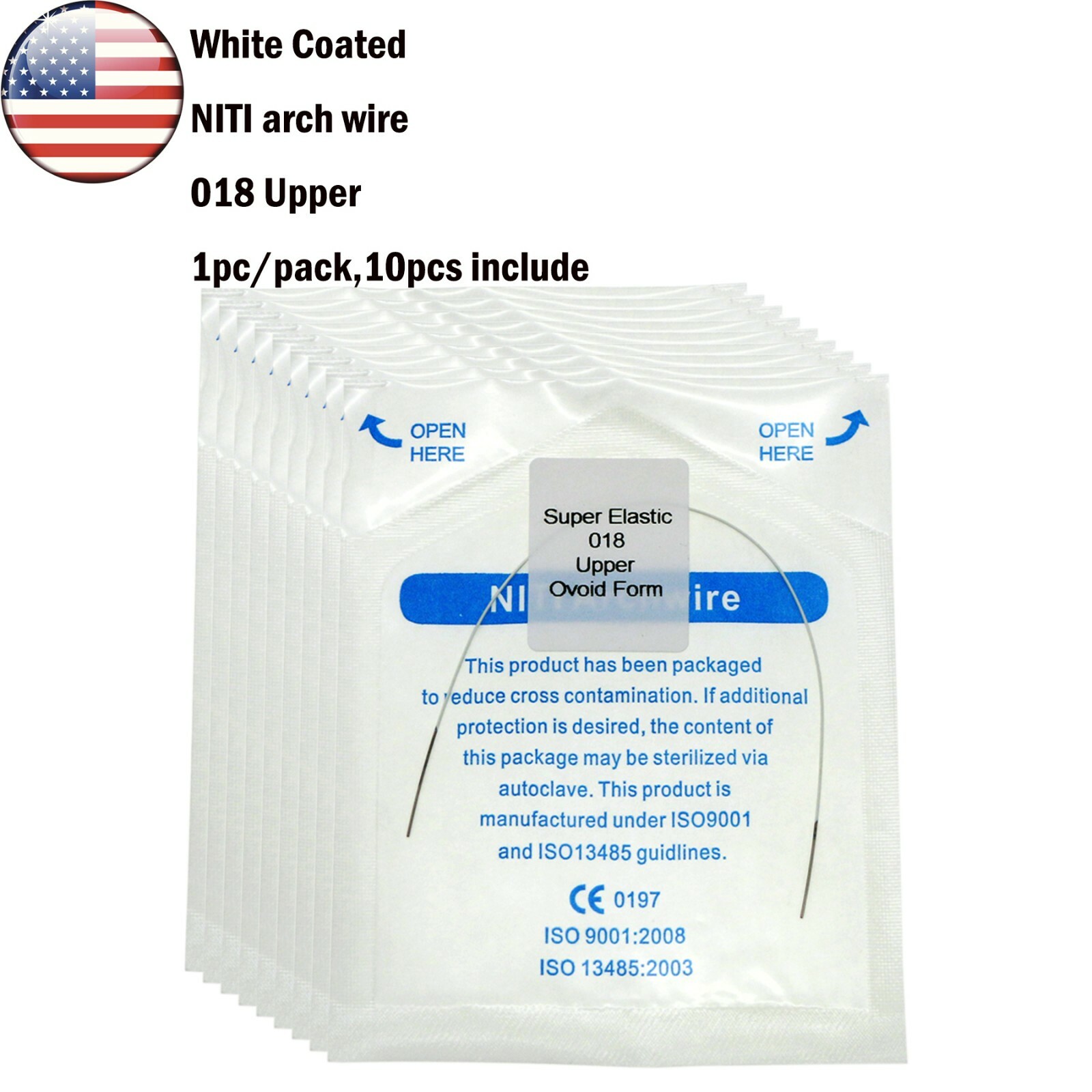 10Pcs Dental Orthodonic Niti White Arch Wire Super Elastic Upper Lower 012-020