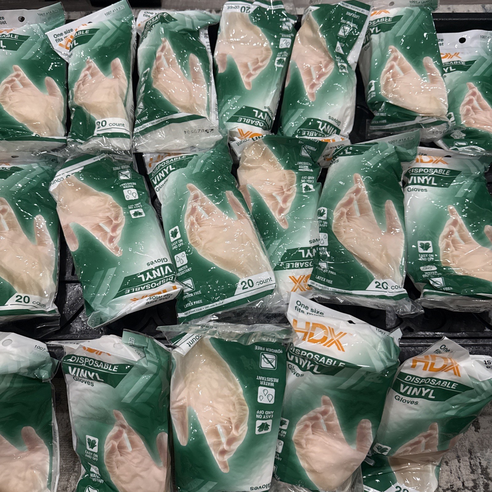 17X20ct HDX Clear 2.5 mil One Size Fits Most Disposable Latex Free Vinyl Gloves