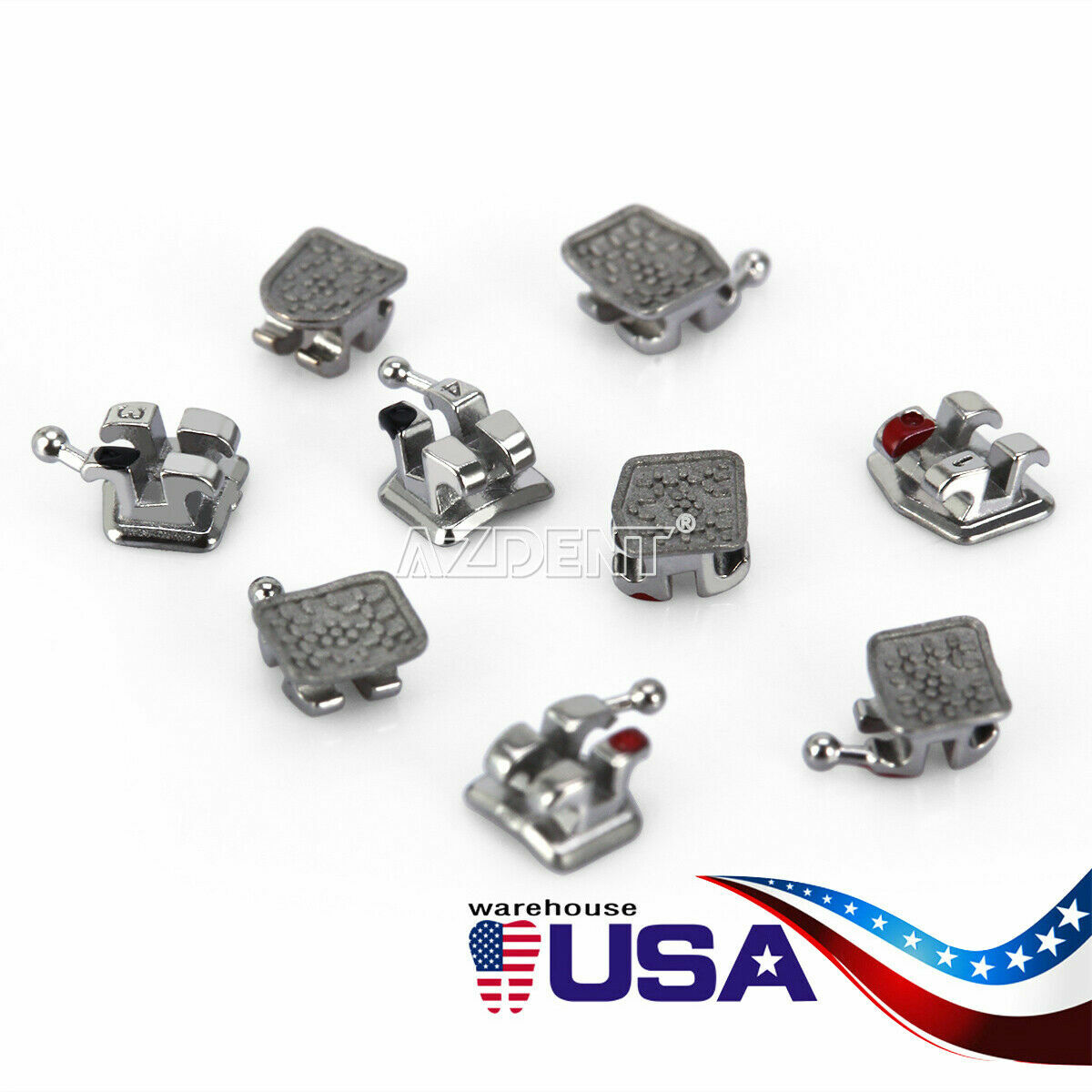 20 X Dental Orthodontic Brackets Braces Monoblock Mini Roth.022 345 Hooks AZDENT