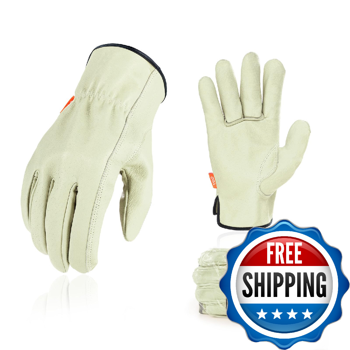 Vgo… 3-Pairs Ulined Safety Pigskin Leather Work Gloves Men Rigger Gloves