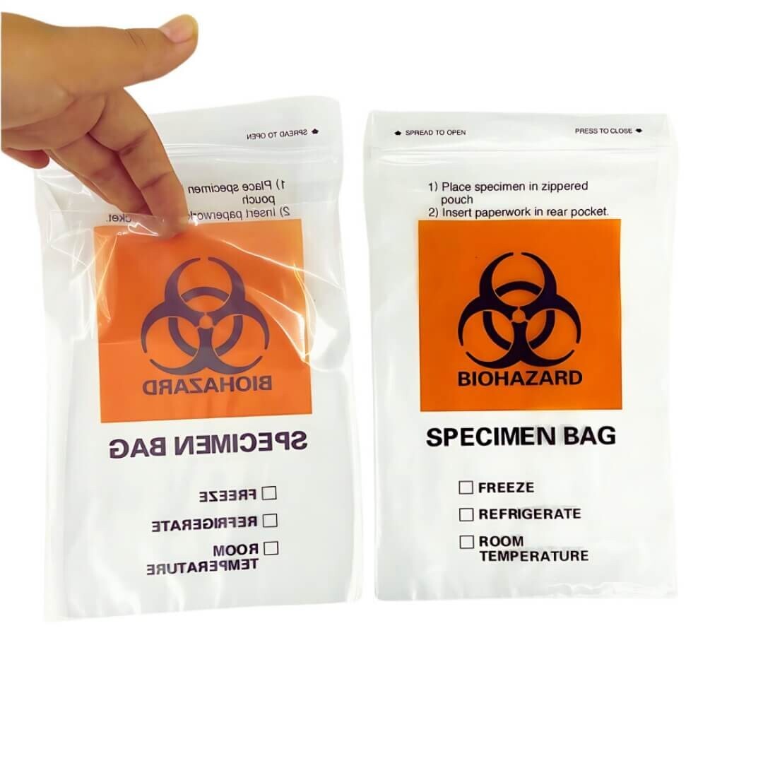 6″ x 9″ 2MIL Biohazard Bag, Specimen Ziplock Dual Pocket bag, 100/PK X 20