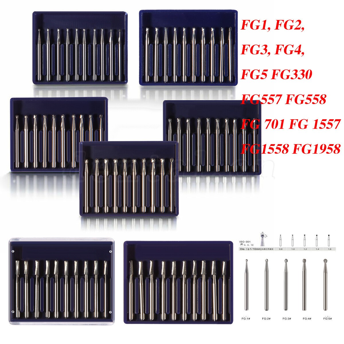Carbide Burs FG Friction Grip CROSS CUT FISSURE ROUND END Pkg/10