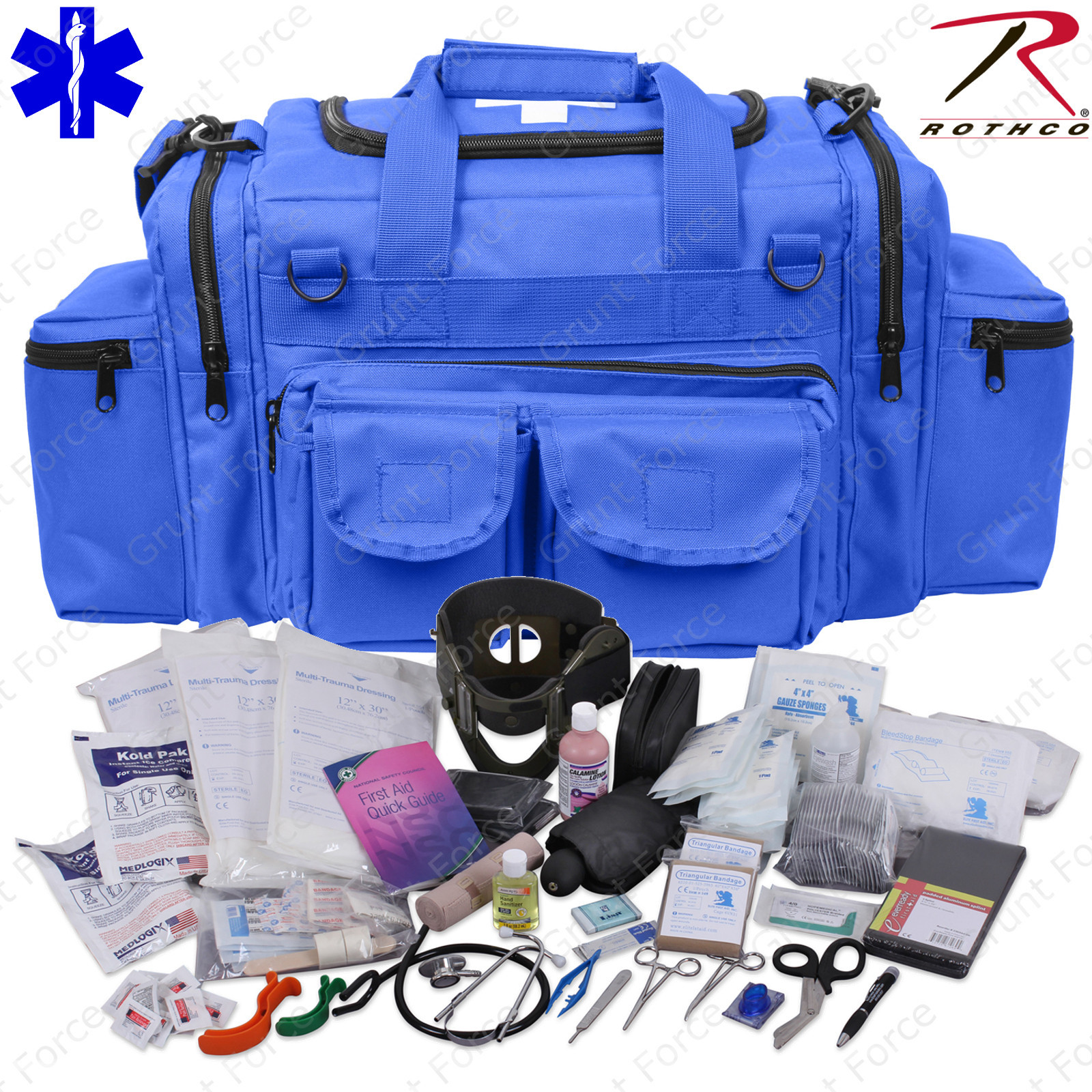 Deluxe Blue EMT/EMS Medic Bag With Supplies – Rothco EMT Medical Trauma Kit