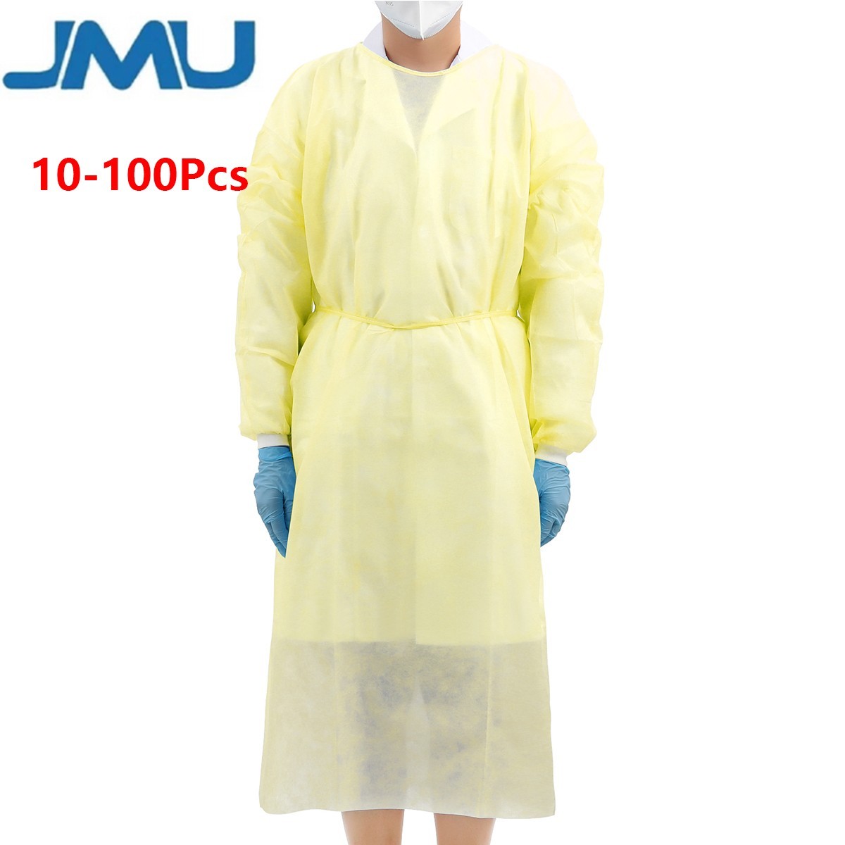 Dental Disposable Isolation Gowns Knit Cuff Long Sleeve Soft 120*140cm Yellow