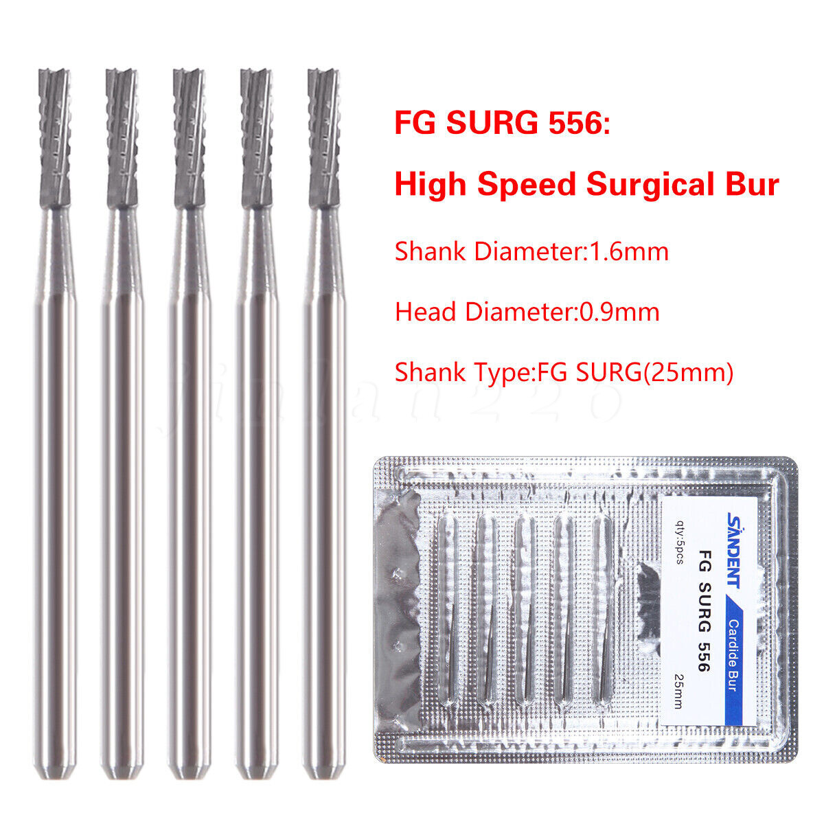 Dental Burs FG 1-10 Surgical Carbide Bur Friction Grip Round For High Speed