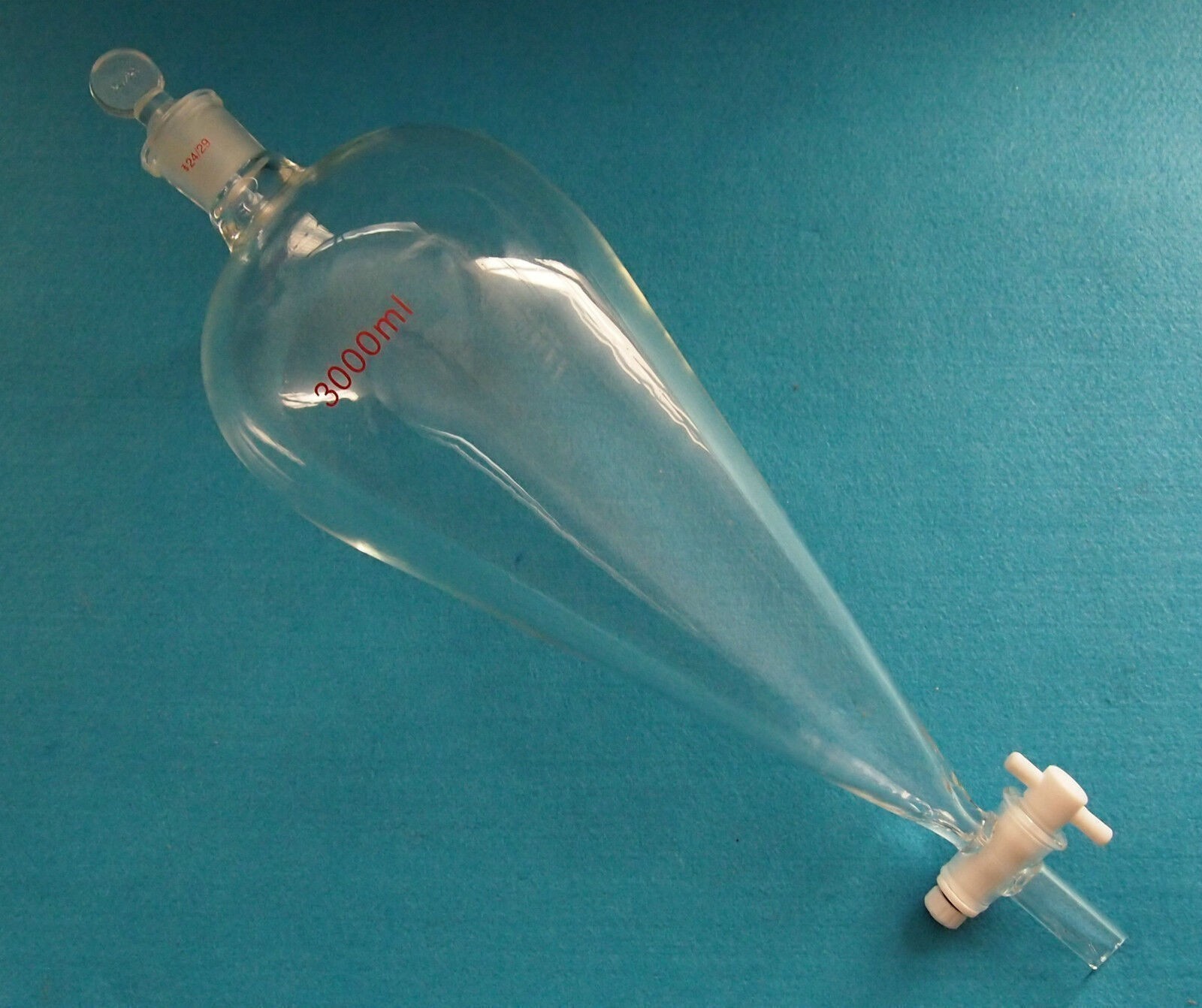 2500ml 24/29 Glass Pear Shape Separatory Funnel PTFE Stopcock Drop Tube