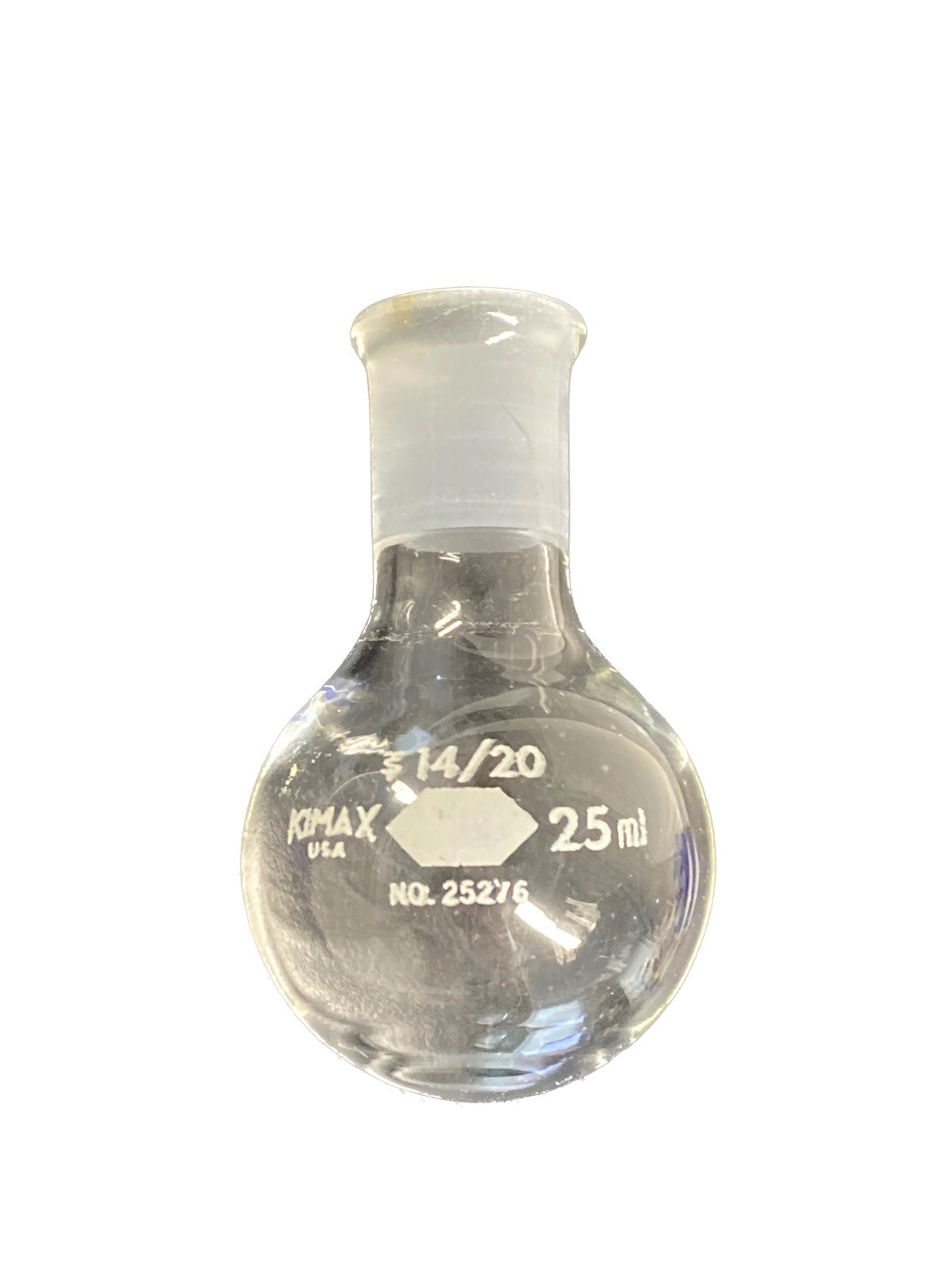 KIMAX DWK Glass 14/20 25mL Single Neck Round Bottom Flask 25276-25