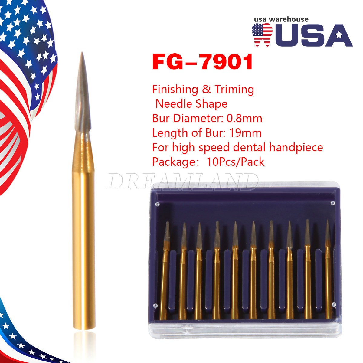 Dental FG7901 Carbide Burs 12-BLADE TRIMMING & FINISHING CARBIDE Made in China