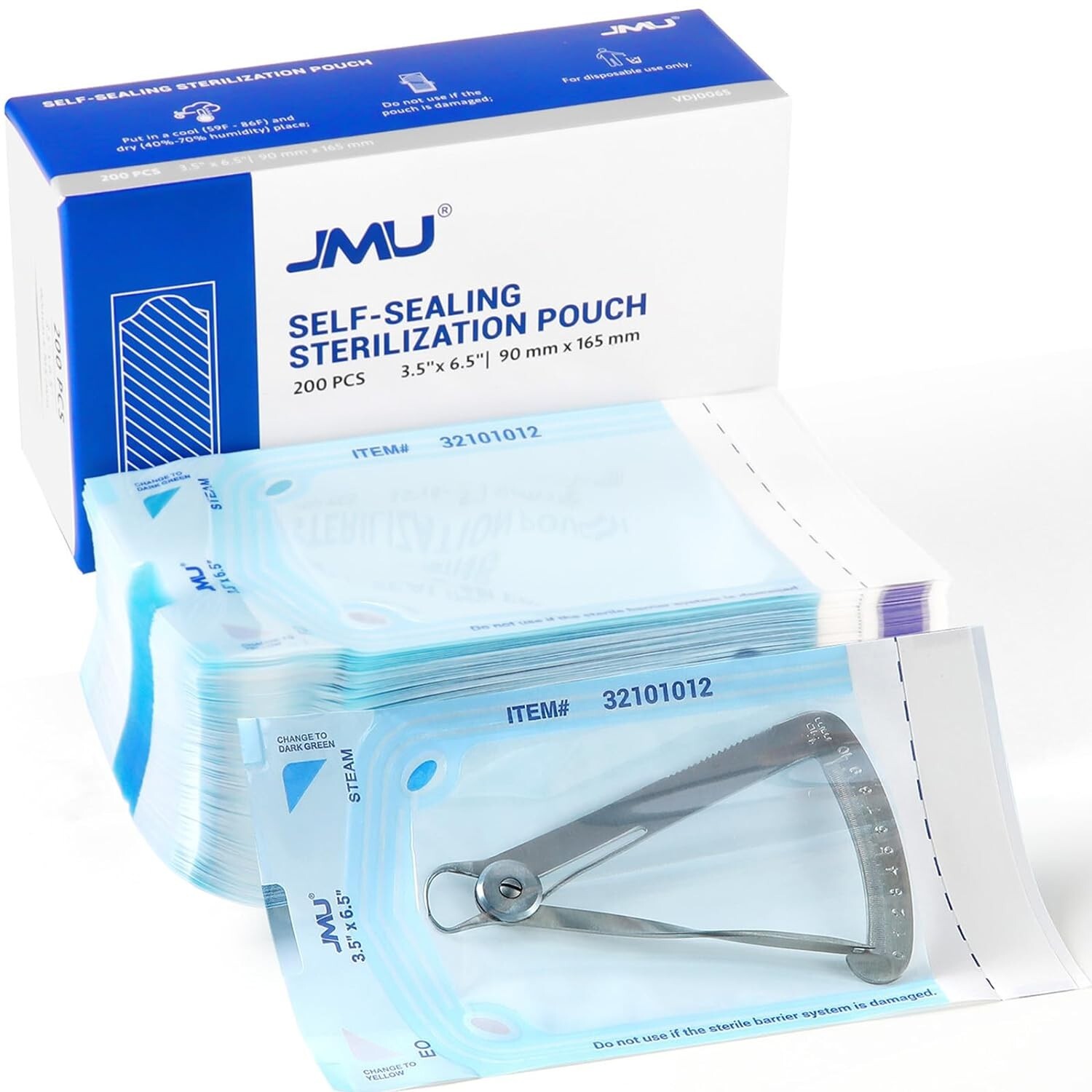 2000/Case JMU Self Sealing Sterilization Pouches Dual Indicator, Size 3.5″x6.5″