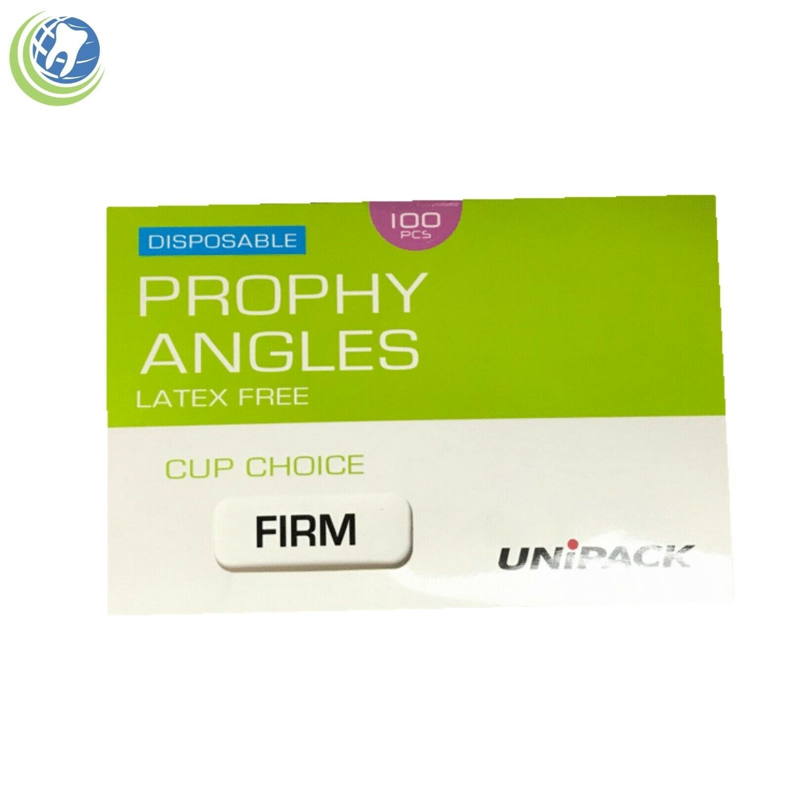 DENTAL DISPOSABLE PROPHY ANGLES FIRM CUP WHITE TIP LATEX FREE 100/BX UNIPACK