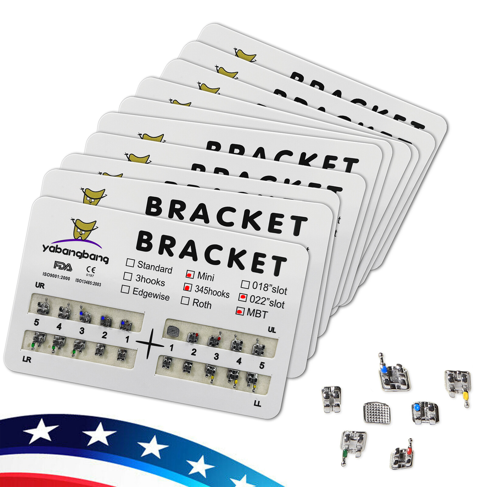 200pcs Dental Orthodontics Bracket Braces Mini MBT 022 Hooks 3-4-5 10 packs ty