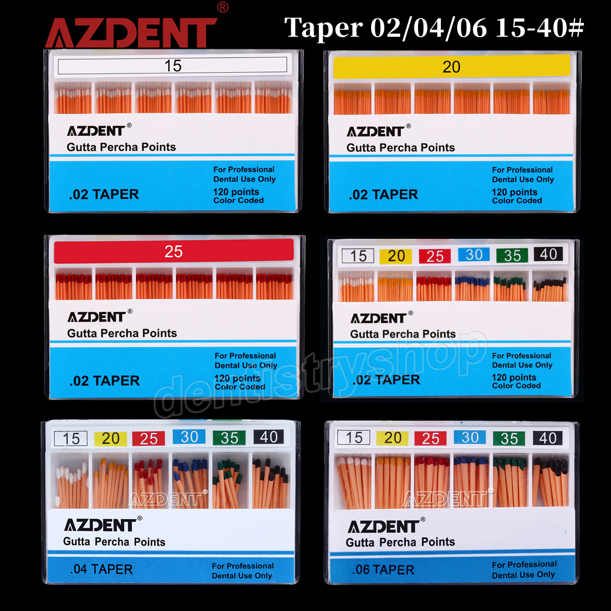 AZDENT Dental Gutta Percha Points Taper 0.02/0.04/0.06 15#-40# For Endo Use