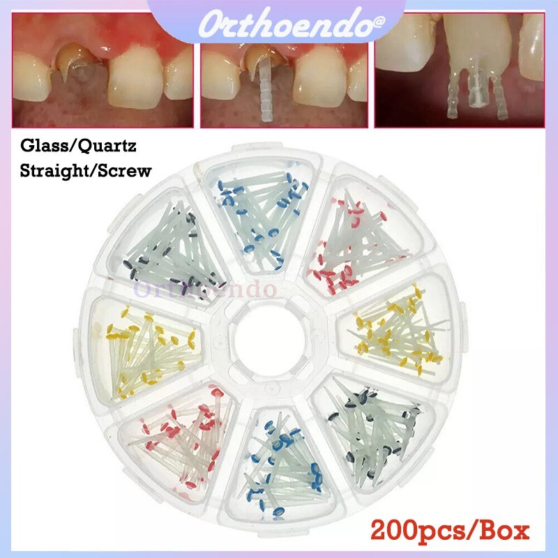 200Pc/Box Dental Fiber Post Glass Quartz Teeth Restorative 1.0 1.2 1.4 1.6 1.8mm