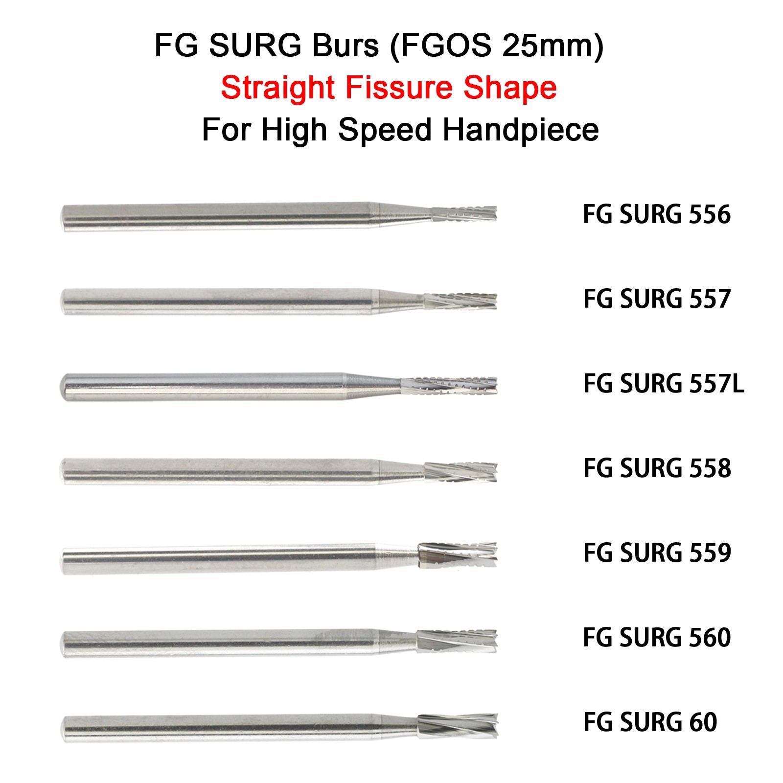 Wave Dental FGOS Surgical Burs Long Carbide Burr 25mm FG SURG 557 702 Round 4 6