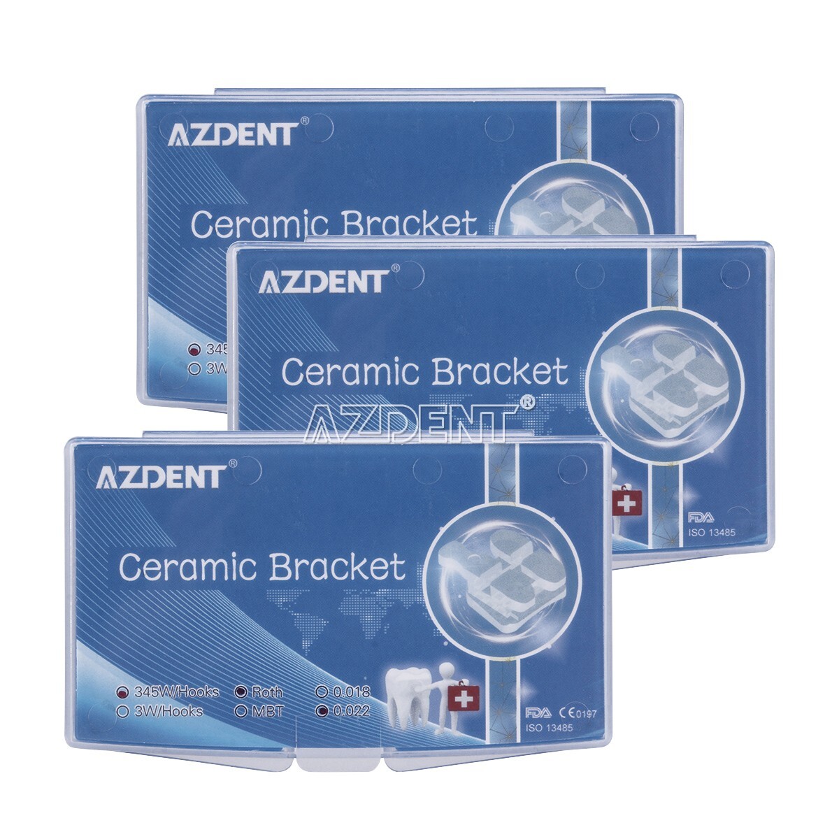 3x Dental 3M Style Ortho Roth.022 345HK Ceramic Brackets Invisible Clear Marked
