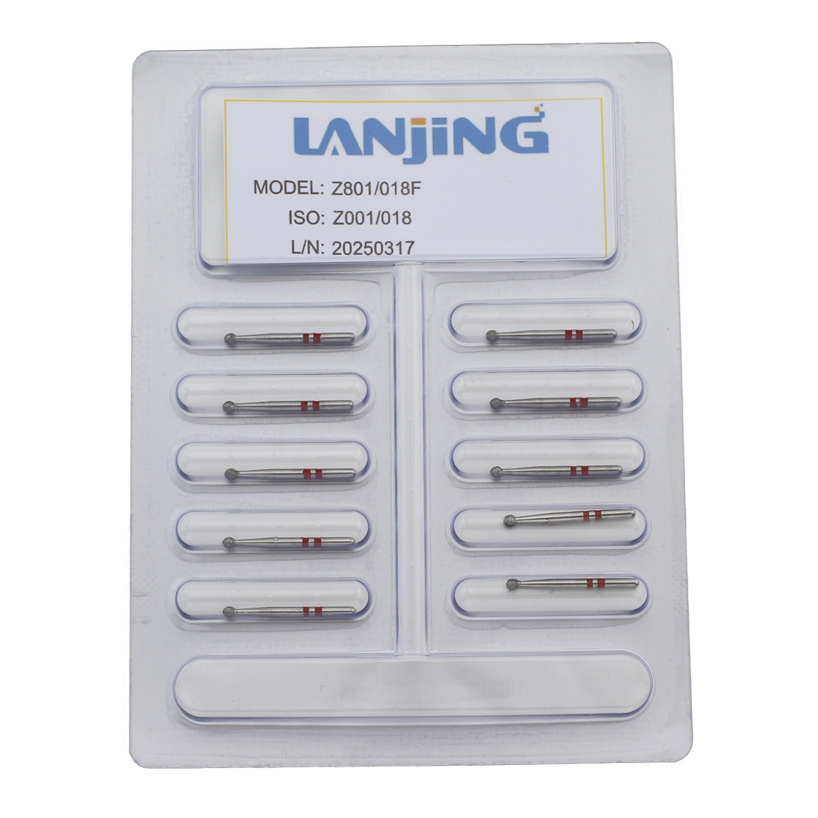 Dental Zirconia Cutting Diamond Burs Ball Round FG Z801 Fine Medium Grit Bur
