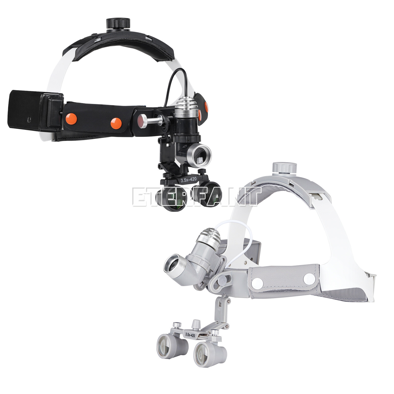 ETERFANT 3.5X-R Dental Surgical Headband Binocular Loupes & 10W LED Head Light