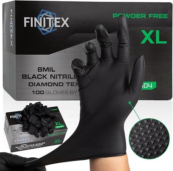 Guantes desechables de nitrilo industriales negros de alta resistencia 100 unida
