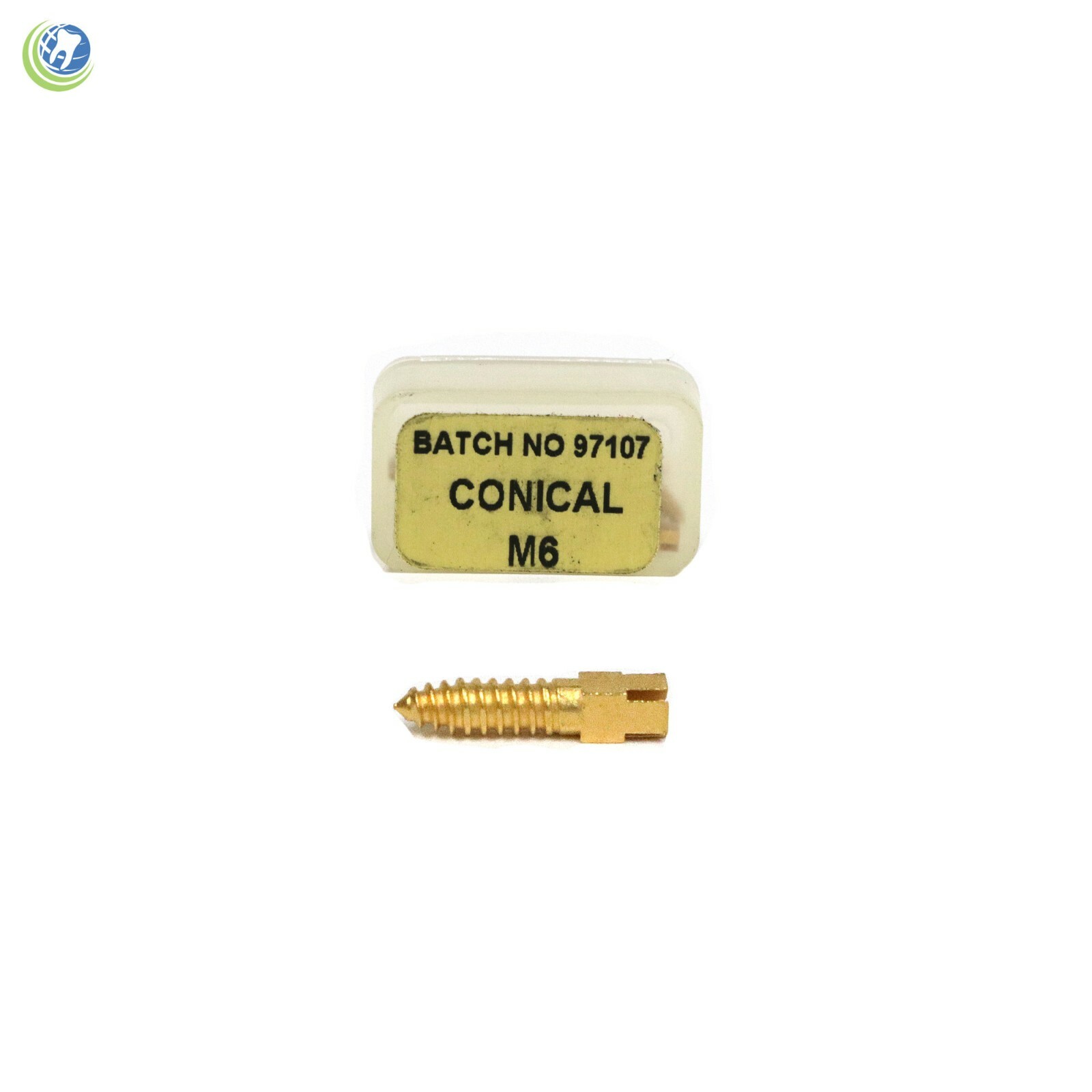Dental Gold Plated Screw Posts Conical Cross Head Refill Size Medium 6 M6 12/Box
