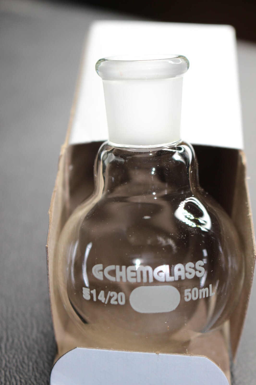 50mL Round Bottom Flask 14/20 Chemglass CG-1506 88 Heavy Wall Vacuum Reflux