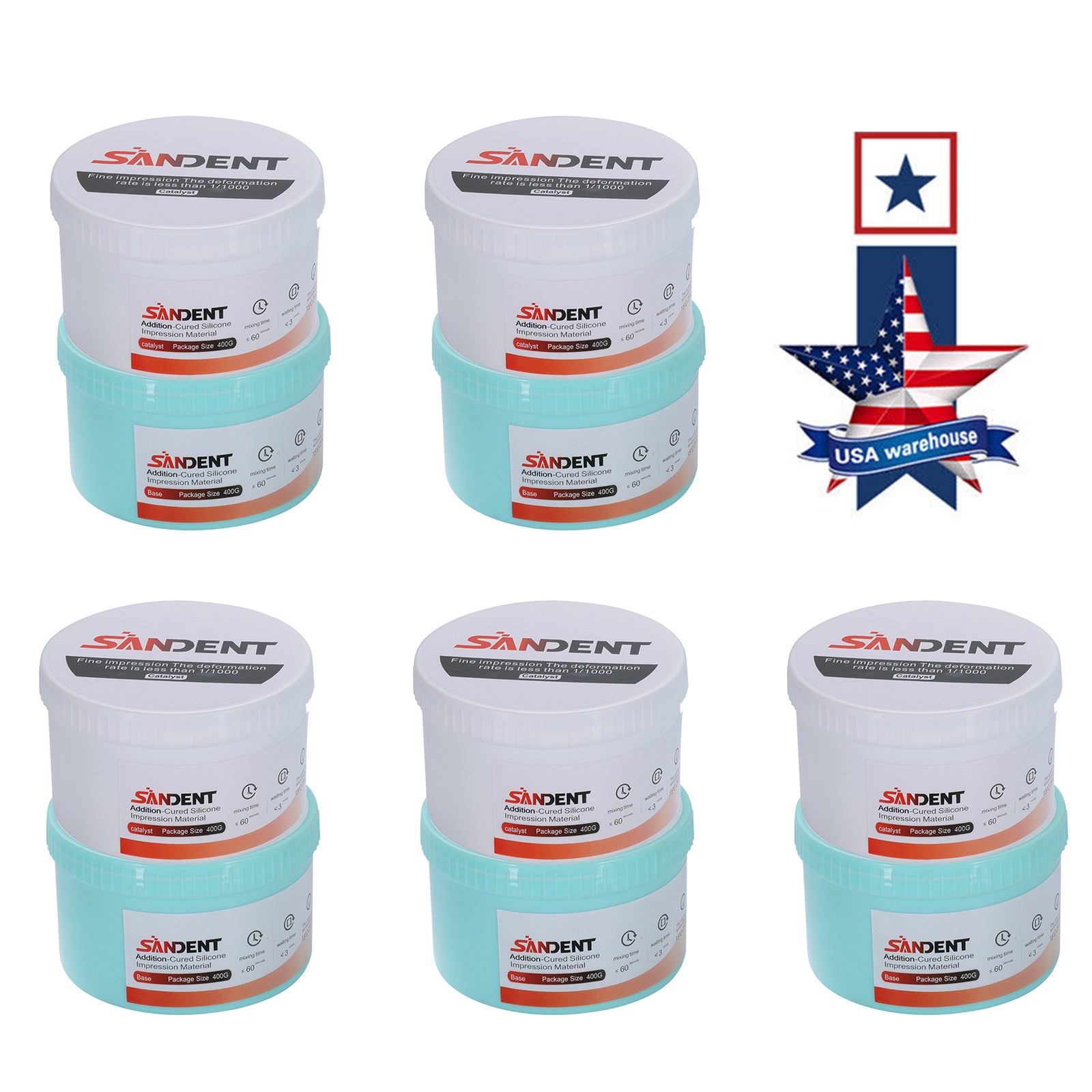1-10 Sets SANDENT Dental Silicone Rubber Impression Material Putty Soft PVS VPS
