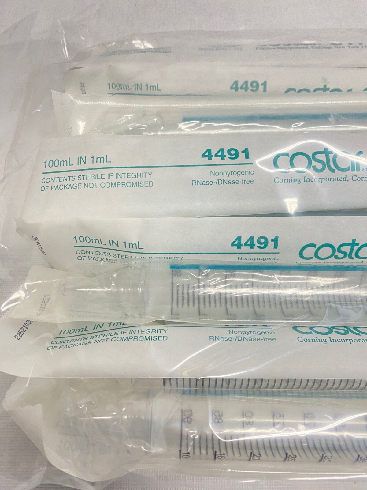 (60 Pcs) CORNING 100mL Polystyrene Stripette Serological Pipettes Aqua Plug 4491