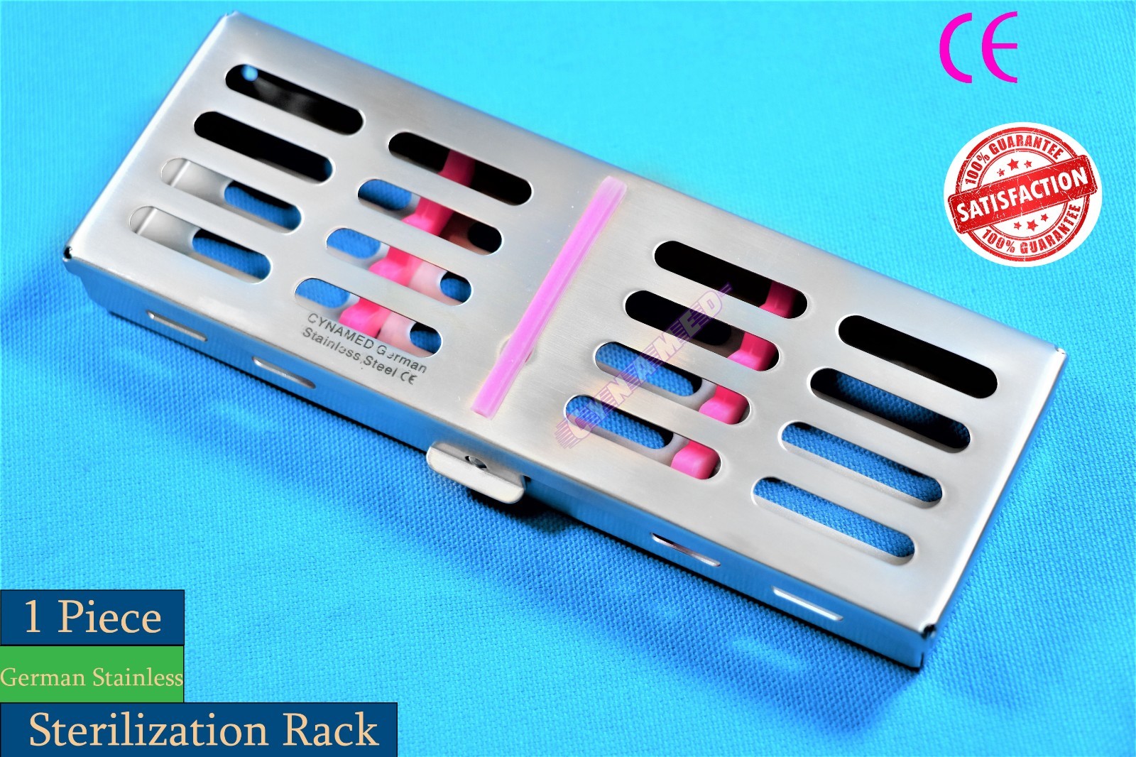 1PC GERMAN AUTOCLAVABLE STERILIZATION CASSETTE – HOLDS 5 INSTRUMENTS DENTAL PINK