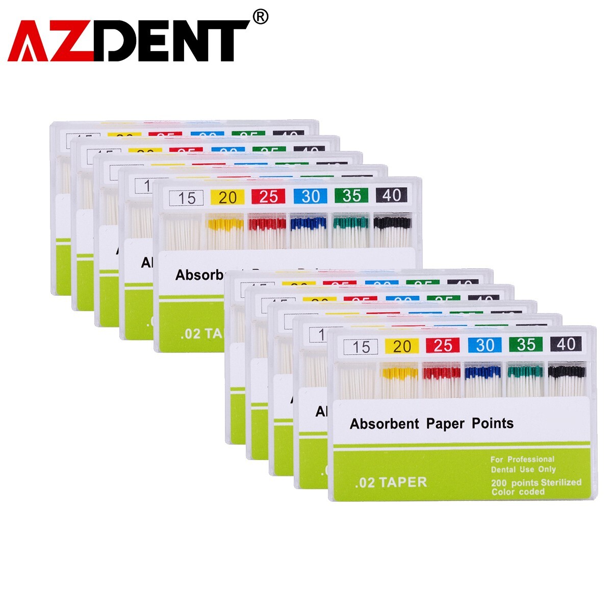 10 X AZDENT Dental Endo Paper Points Absorbent Root Canal 02 Taper 15#-40#