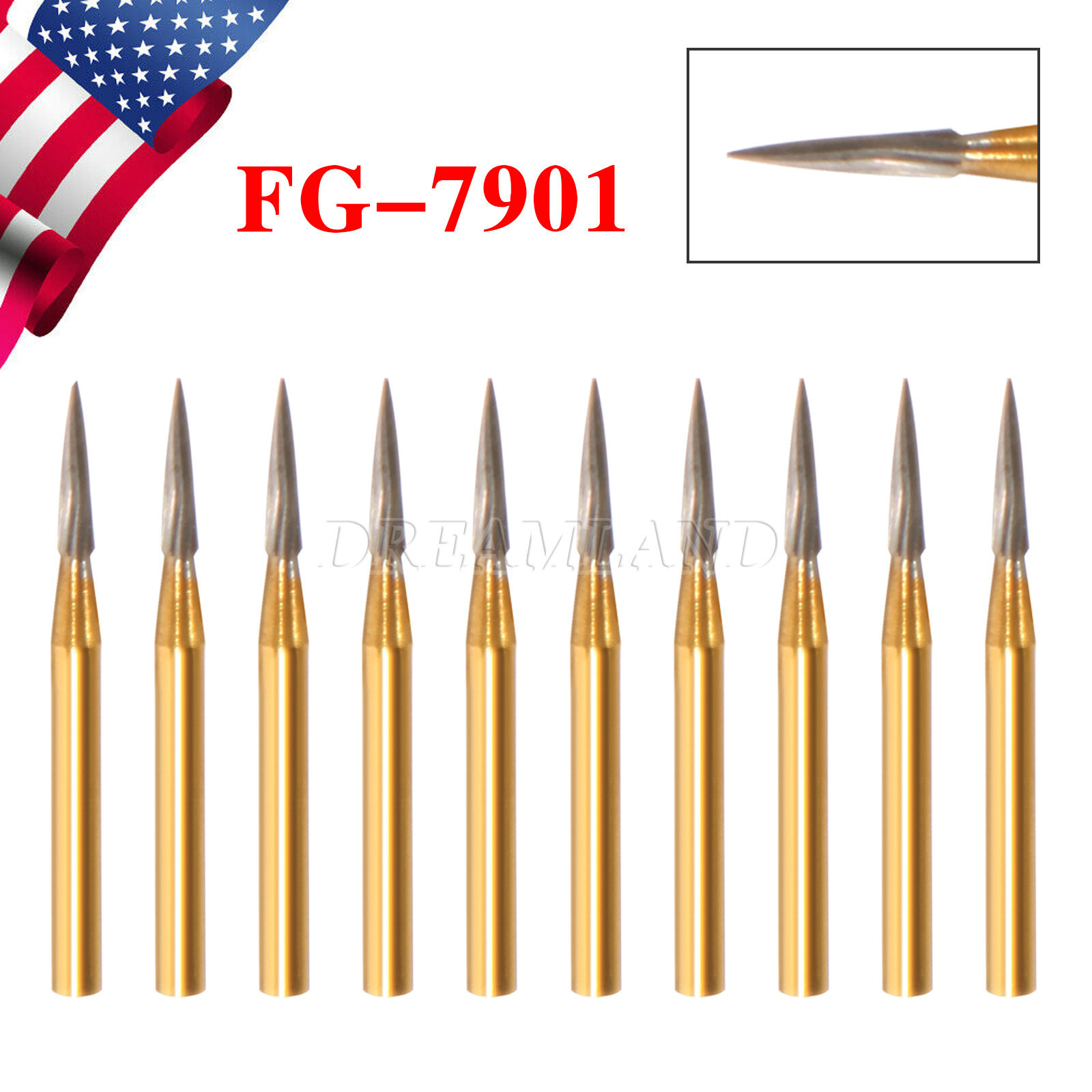 Dental FG7901 Carbide Burs 12-BLADE TRIMMING & FINISHING CARBIDE Made in China