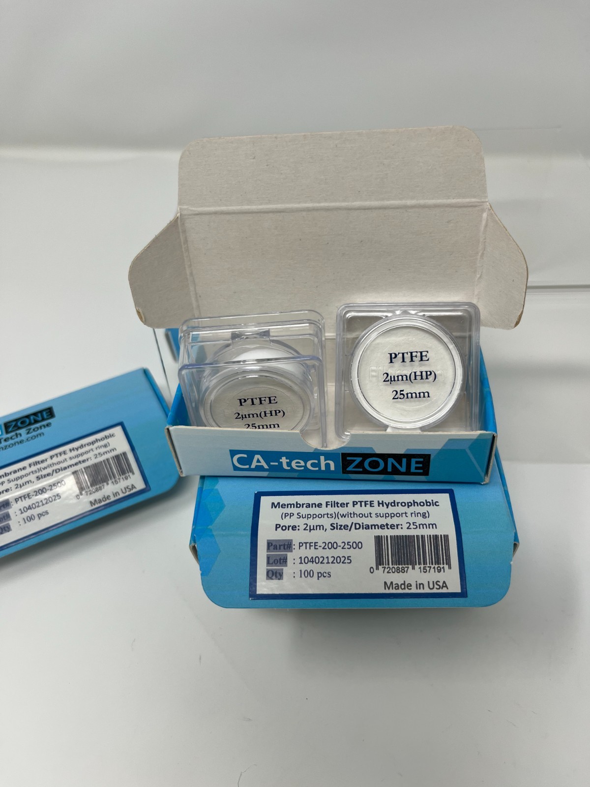 Membrane Filter PTFE Hydrophobic 2μm 25mm (PP Supports)(without ring)(100/pk)