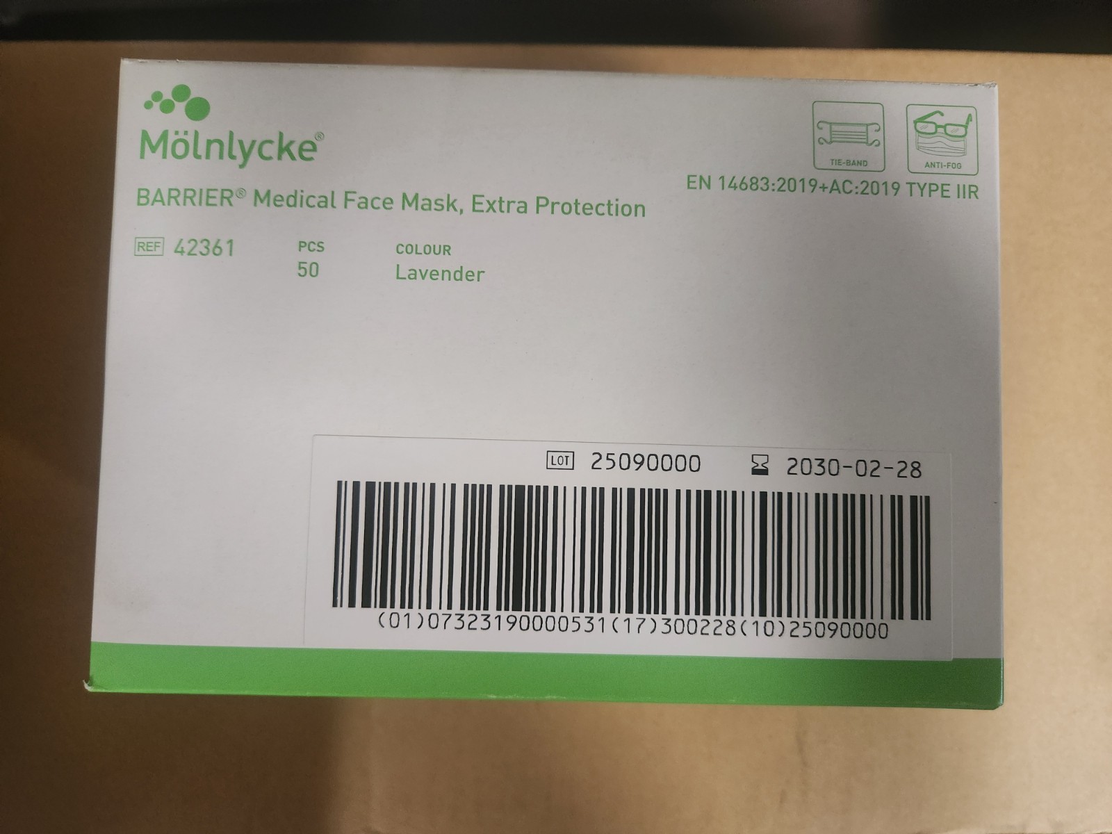 Molnlycke Barrier Medical Face Mask Extra Protection 42361 500 pcs. NEW Exp 2-30