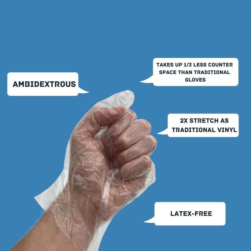 100-2000 Clear 2 Mil TPE Vinal Food Service Cleaning Disposable Gloves
