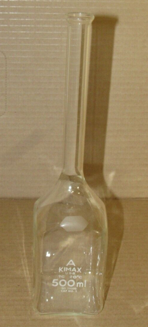Kimax 500ml Square Glass Volumetric Flask Class A