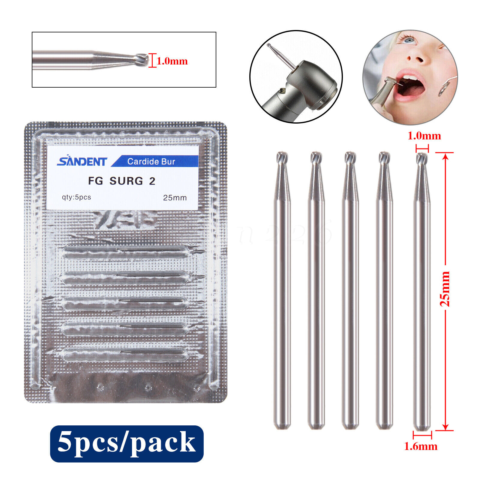 Dental Surgical Length Bur 25mm Tungsten Carbide FG SL Midwest FGOS FG SURG