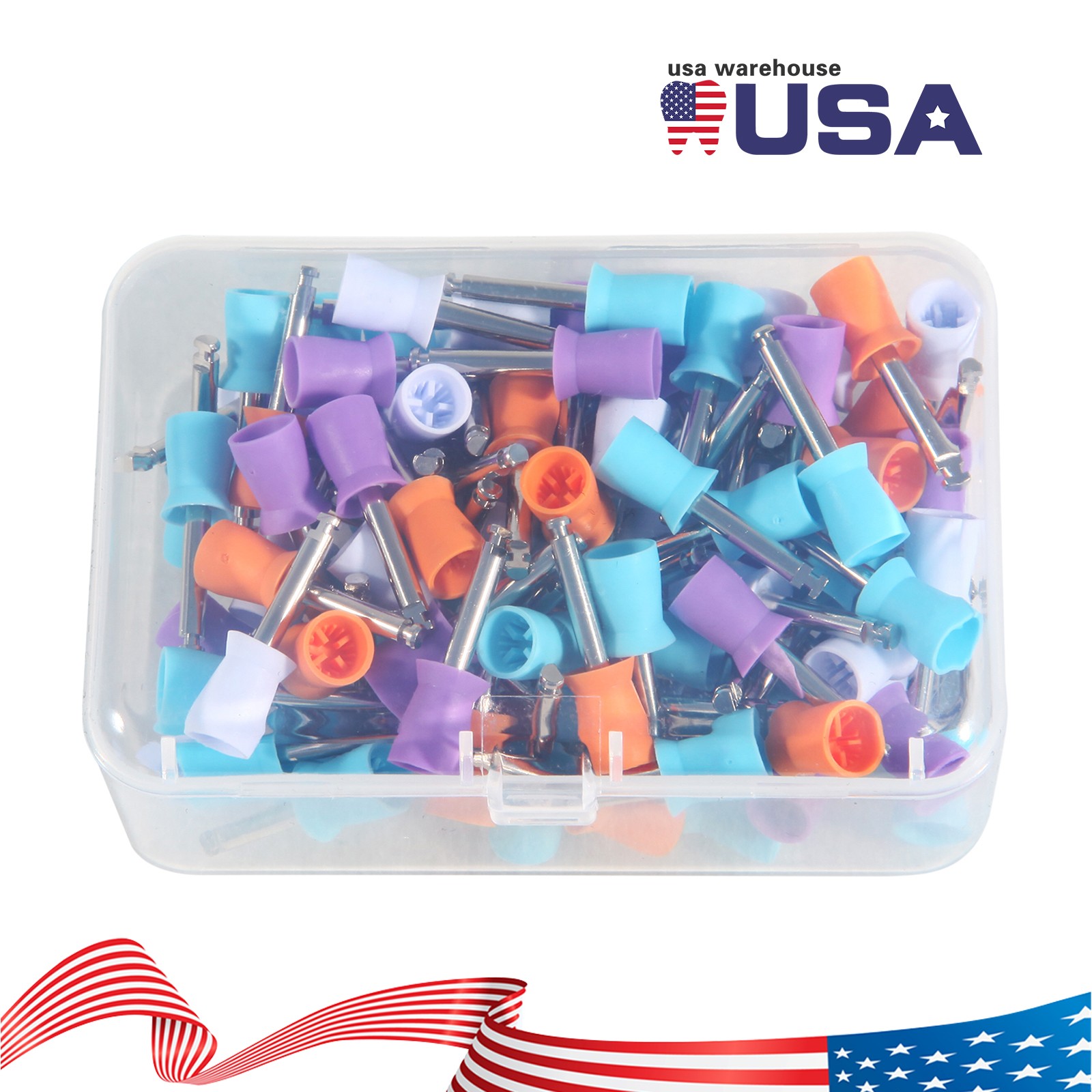 100PCS Mixed Dental Prophy Tooth Polishing Cups Latch Type Rubber Cup US
