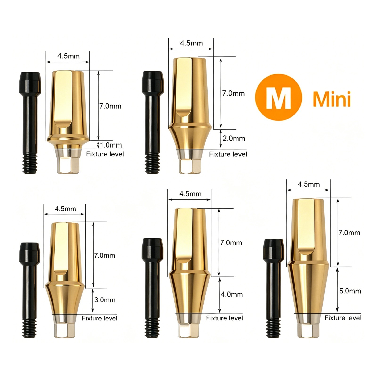 US 5Pcs Dental Titanium Hex Straight Abutment fit Osstem Hiossen ET Mini/Regular