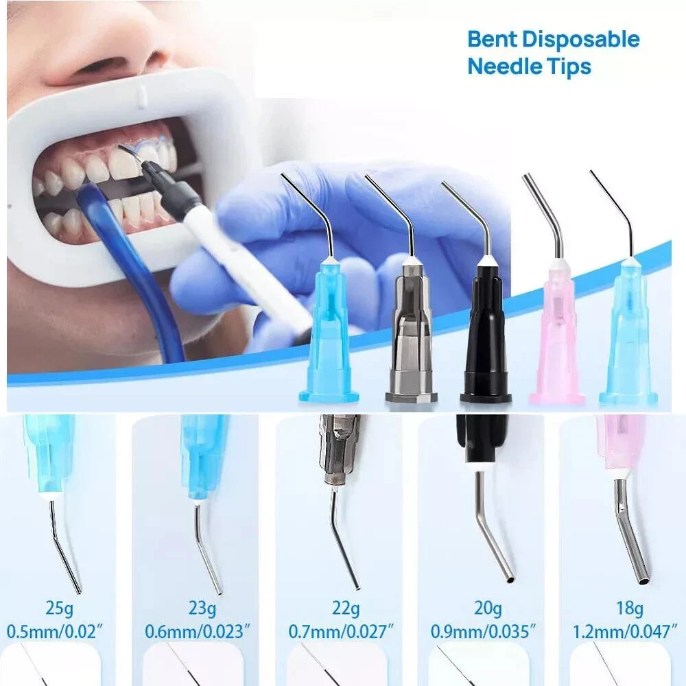 100Pcs Dental Composite 18-25G Irrigation Pre Bent Needle Dispensing Syringe