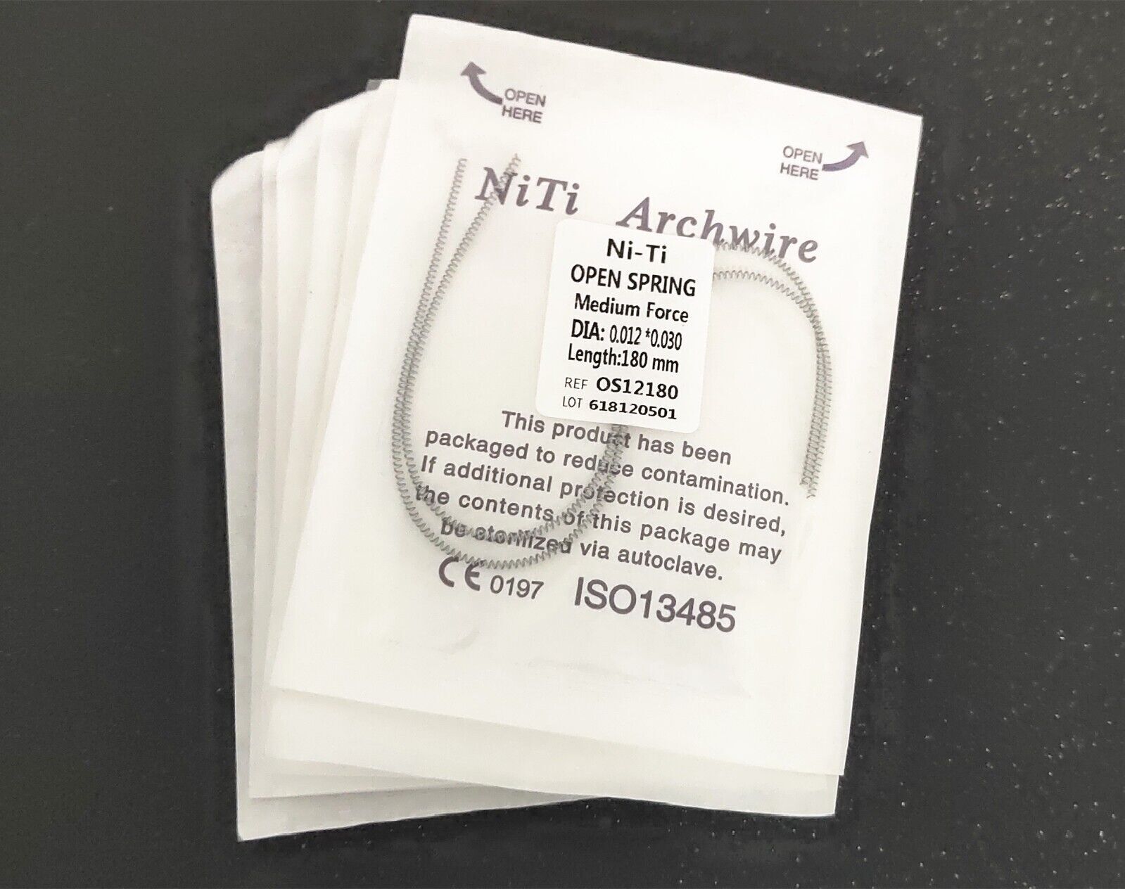 2PCS Dental Orthodontic NITI Alloy Open Coil Spring 0.010/0.012*180mm Arch Wire