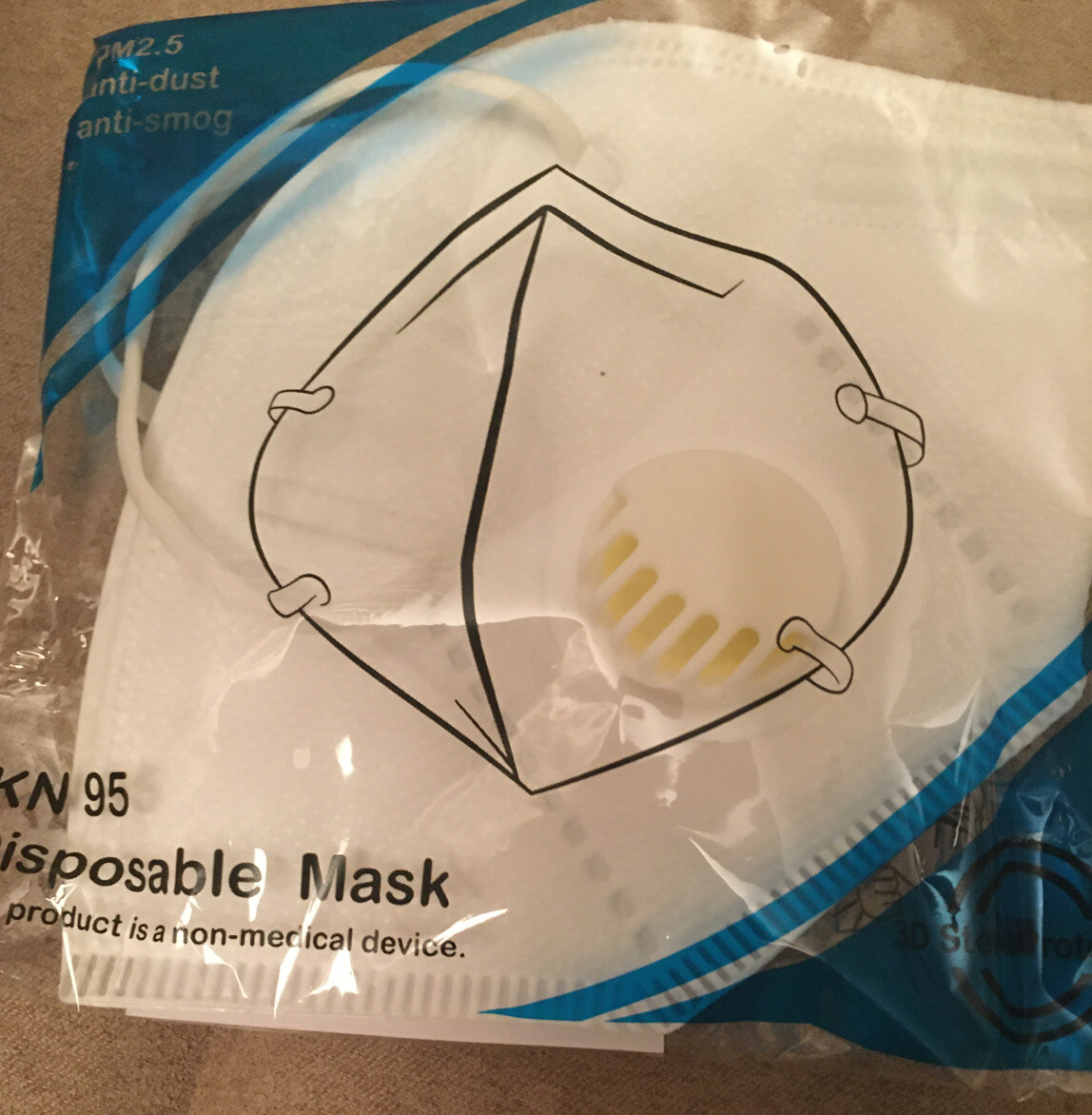 Face Mask KN 95 With “BREATHING VALVE”.Box Of 20 New Masks.USA Authorized Seller