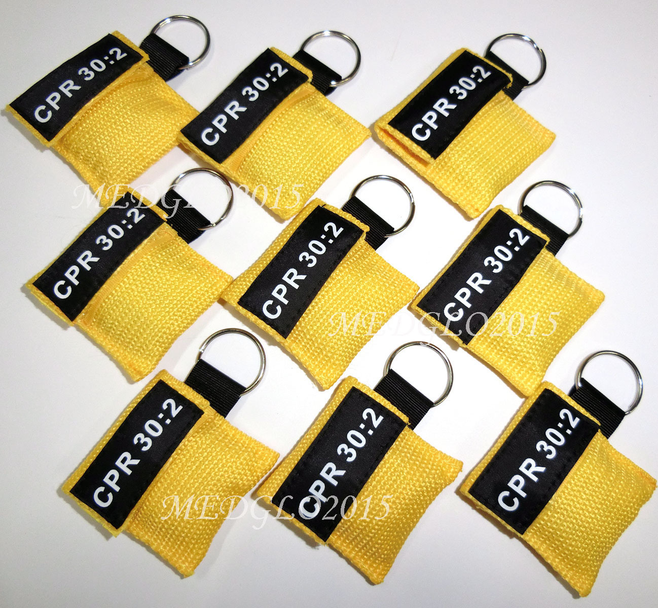 50PCS CPR MASK WITH KEYCHAIN CPR FACE SHIELD AED YELLOW POUCH CPR 30:2