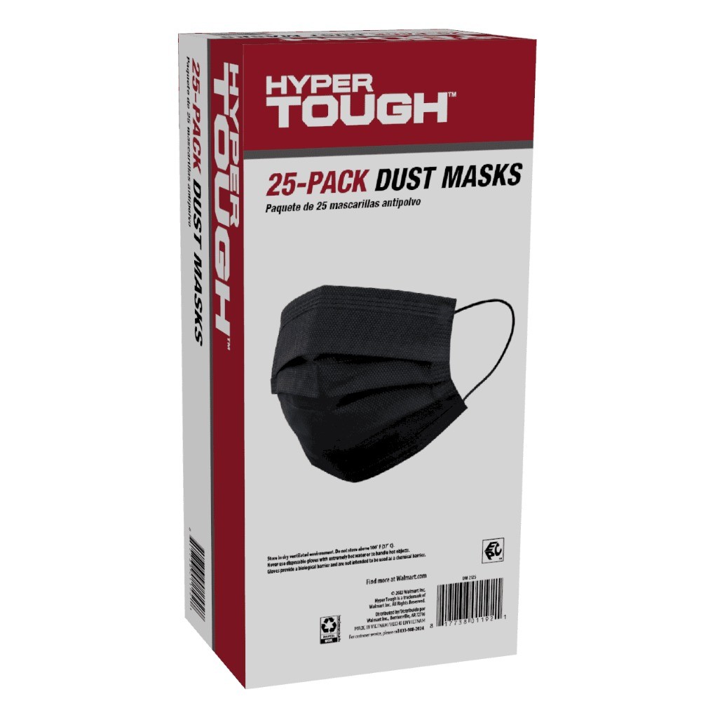 Hyper Tough Dust Masks, Black, 25 Count