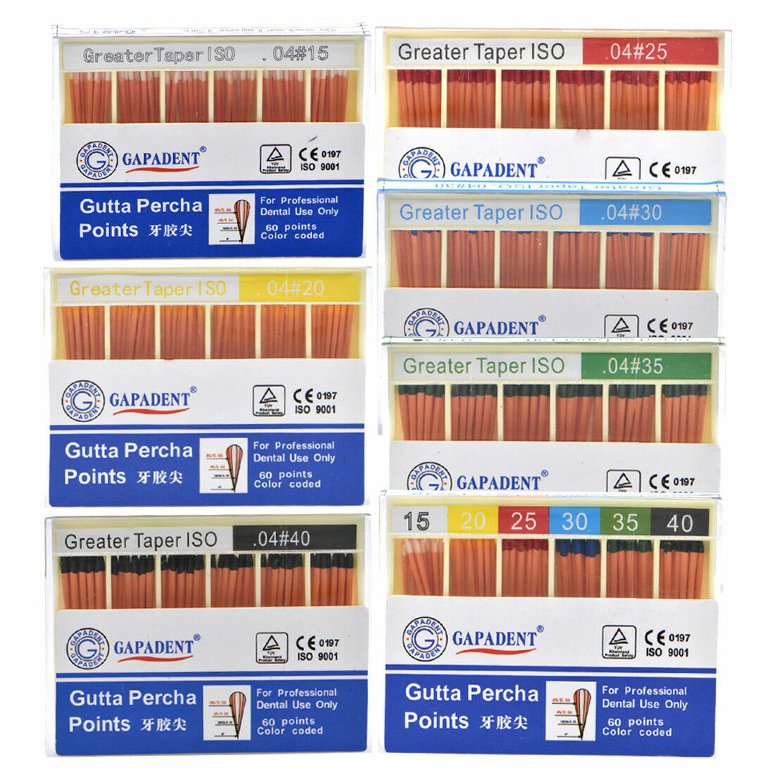GAPADENT Dental Endodontic Absorbent Points Gutta Percha Taper 0.02/0.04/0.06