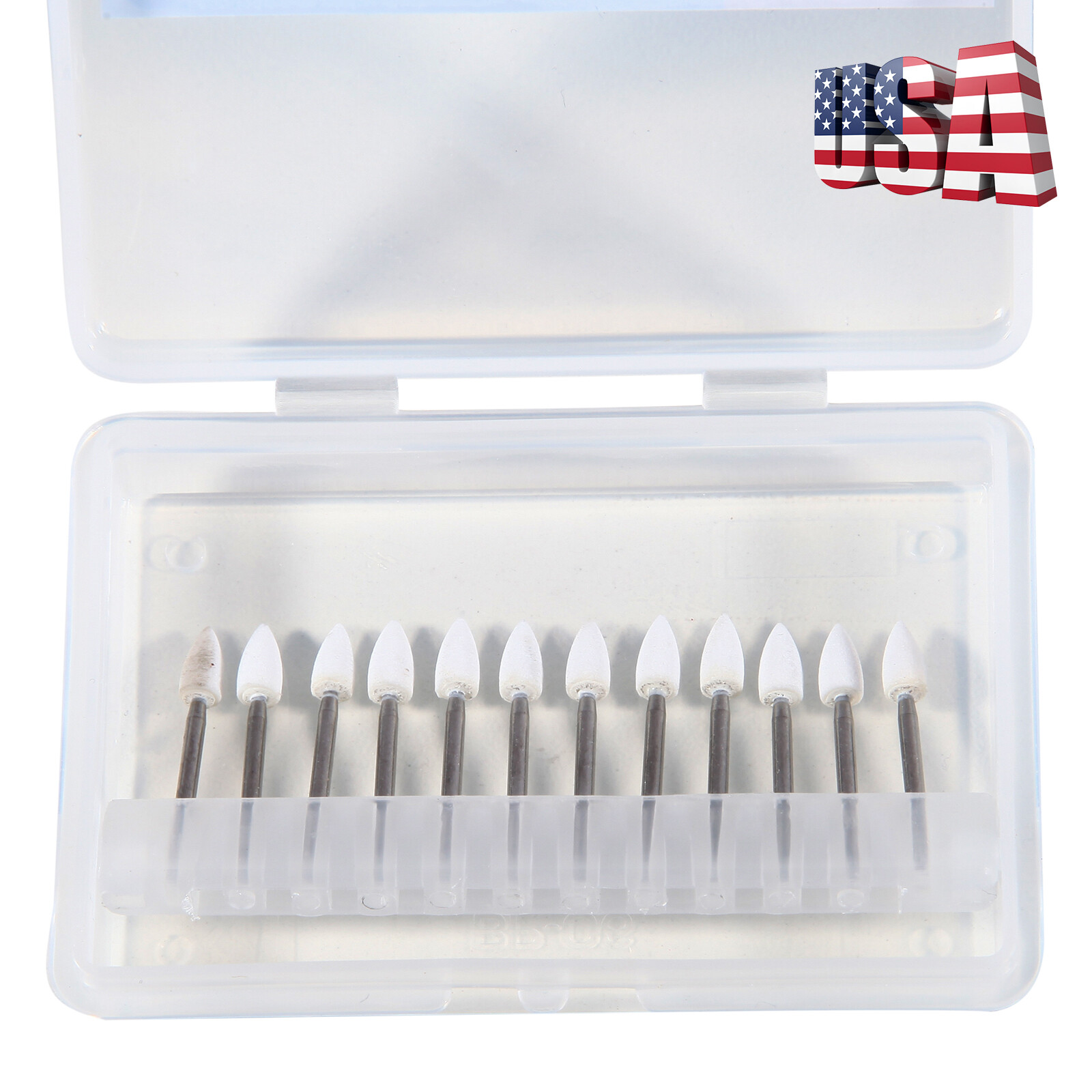 12pcs Dental White Polishing Stones Flame Shape FG burs Arkansas Stone DL